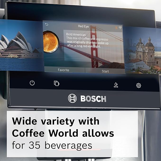 Bosch 800 Series Fully Automatic Espresso and Coffee Machine ??35 Drinks, Cold Brew, Double Cup, Milk Hose, Ceramic Grinder, Smart Features, in Black TPU60309