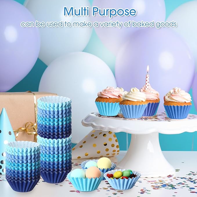 Zonon 1000 Counts Cupcake Liners for Baking Liners Paper Cupcake Wrappers Bulk Cup Cake Cases Muffin Baking Paper Cups for Candy Cooking(Blue,1.18 Inch-Mini Size)