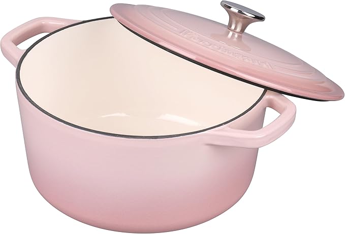 Enameled Cast Iron Dutch Oven Pot with Lid, for Bread Baking, Round Bread Oven- include Sourdough Bread Baking Supplies set, 4.5QT, Pink