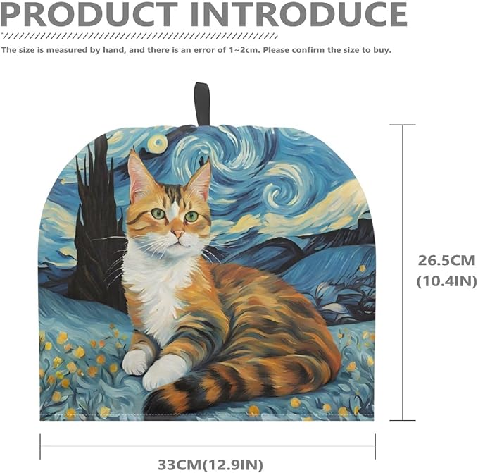 Cute Cat Tea Cozy for Teapot,Starry Night Oil Paint Tea Cosy with Handle Hanging Teapot Dust Cover Novelty Kitchen Kettle Dust Cover Tea Pot Cover for Home Decoration竊뉰lue竊?,<div>