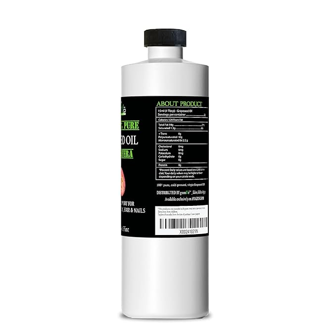 GreenIVe Grapeseed Oil Organically Grown 100% Pure Cold Pressed Light Flavor High Tempurature Cooking (16 Fl Oz)