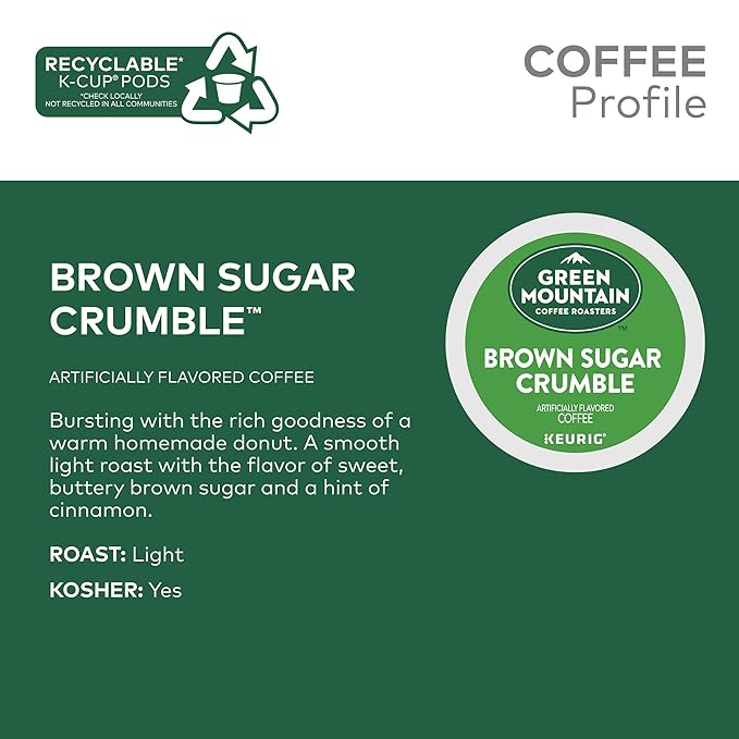 Green Mountain Coffee Roasters Brown Sugar Crumble Coffee, Keurig Single Serve K-Cup Pods, 96 Count