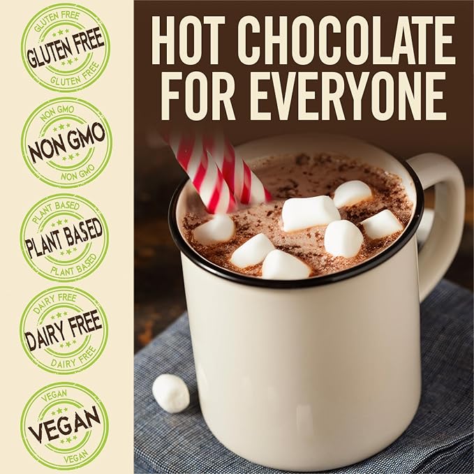 Castle Kitchen Candycane Hot Chocolate (6 Pack, 14oz Ea.) - Dairy Free, Vegan Christmas Hot Cocoa Mix made With Dark Chocolate and Natural Flavors-Just Add Water- No Artificial Sweeteners