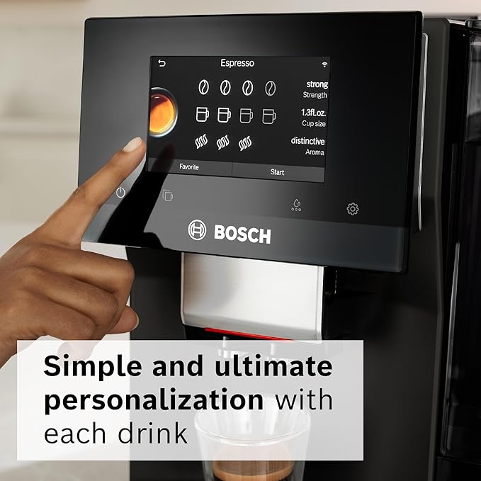 Bosch 800 Series Fully Automatic Espresso and Coffee Machine ??35 Drinks, Cold Brew, Double Cup, Milk Hose, Ceramic Grinder, Smart Features, in Black TPU60309
