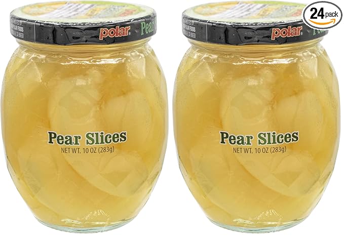 MW Polar Pear Slices in Light Syrup, glass jar 10oz (Pack of 24)