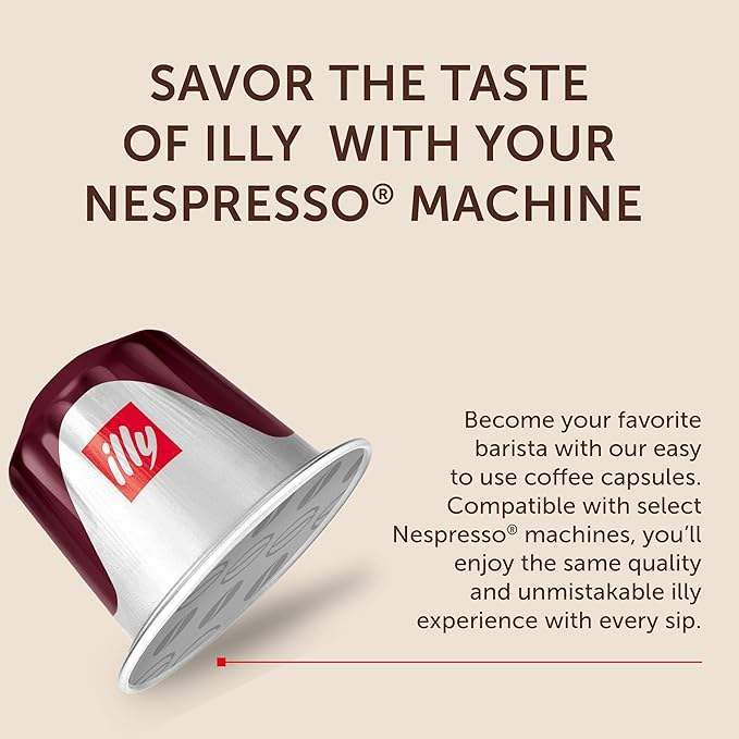 illy Aluminum Espresso Capsules - Compatible with Nespresso Machines - Intenso Bold Roast Coffee- Full of Flavor - Notes of Cocoa and Dried Fruit - Single Serve Capsules - 10 Count (Pack of 5)