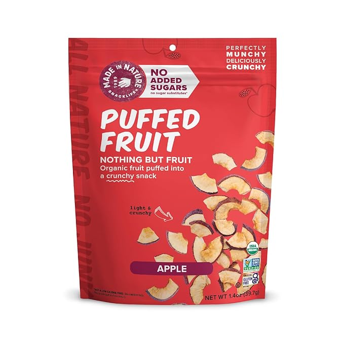 Made In Nature Organic Puffed Fruit, Apple, 1.4 Ounce Bag (Pack of 6) - Vegan Snack, Non-GMO, Gluten Free
