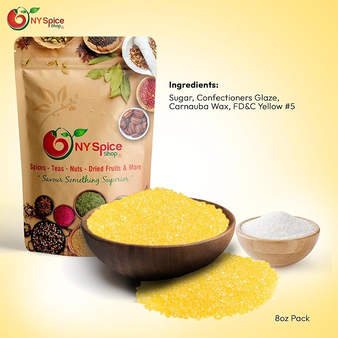 NY Spice Shop Yellow Sanding Sugar - 1 Pound Sweet Colorful Edible Sprinkles For Candy Dish - Sugar Sprinkles For Cake Decorating Cookies Basket & Dishes