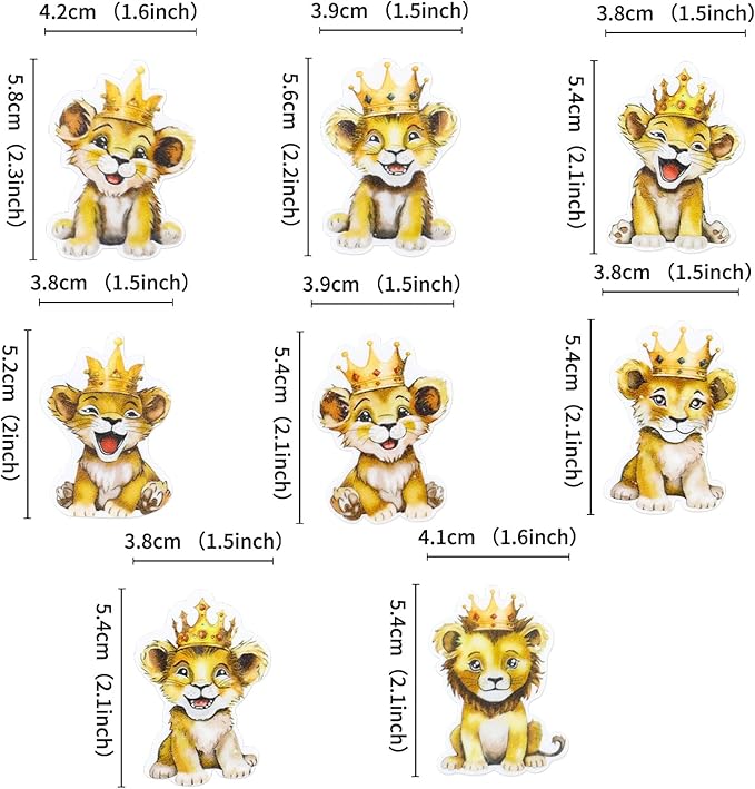 40Pcs Edible Lion Cupcake Toppers Wafer Paper Safari Animal Theme Cake Toppers Decoration for Lion Drink Topper Baby Shower Birthday Animal Theme Party Cake Decorations Supplies