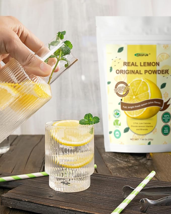 ORGFUN Original Lemon Powder, Freeze Dried Lemon Juice Powder, Great for Beverages, Smoothies, Baking 7.06 Oz