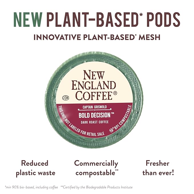 New England Coffee Bold Decision Dark Roast Single Serve Pods, 10ct Box (Pack of 6)