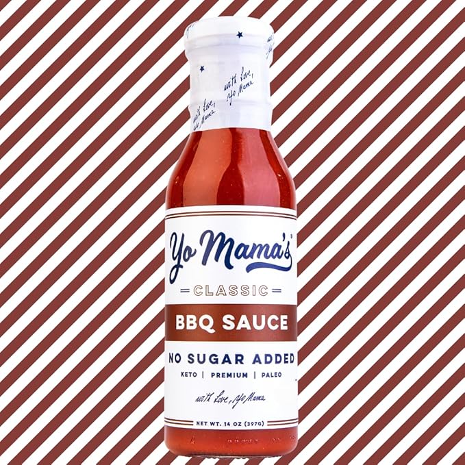 Yo Mama's Foods Keto Barbecue BBQ Sauce ??(Pack of 2) - Vegan, No Sugar Added, Low Carb, Low Sodium, Gluten Free, Paleo, and Made with Whole Non-GMO Tomatoes!