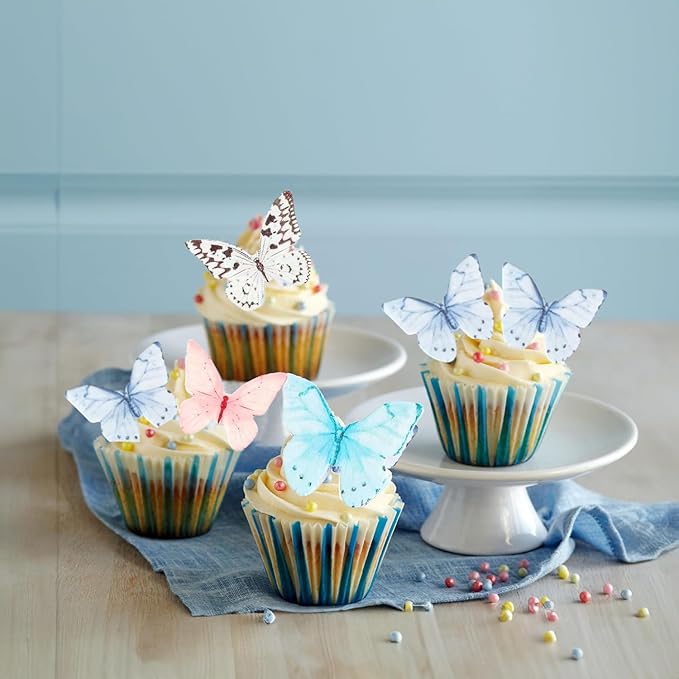 40Pcs Butterfly Cake Topper 3D Butterflies Edible Cupcake Decorations Mixed Color Girl Women Wedding Birthday Party Decorations