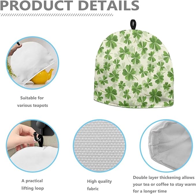 Hudotybom St Patrick Day Tea Cozy for Teapot - Insulated Large Cover to Keep Warm - Machine Washable Coffee Pot Cloth Cover - St Patrick Day Decorations