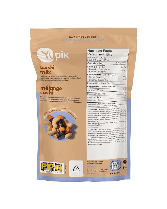 Yupik Sushi Mix with Cashews, 5 Oz, Crunchy Savory Snack, Rice Crackers, Dried Seaweed, Sushi Flavored Nuts, Shichimi Togarashi Spices, Unique Asian-Inspired Snack, Party Snacks