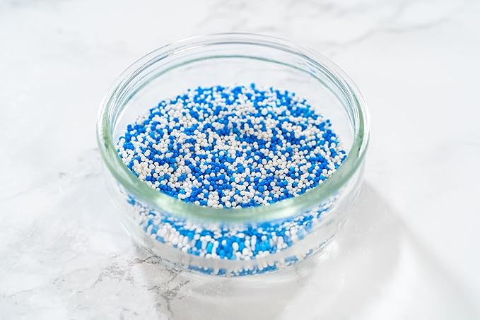 Bakerpan Blue and White Nonpareils Sprinkles - 7 Ounces Sprinkles For Cake Decorating - Edible Nonpareils For Cupcakes, Ice Cream, Cake Decorations (Made in USA)