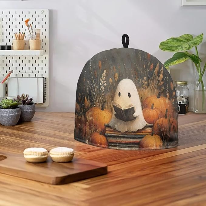Halloween Tea Cozy for Teapot Cute Pumpkin Ghost Tea Kettle Cover Tea Pot Kitchen Decorative with Handle Dust Cover for Keeping Warm Can Hung and Folded