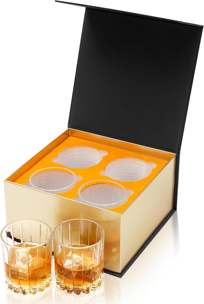 KANARS Crystal Whiskey Glasses, Set of 4 Premium Rocks Glasses in Elegant Gift Box, 10 Oz Old Fashioned Glass Tumblers for Bourbon, Scotch Whisky, Cocktails, Cognac, Liquor Drinking