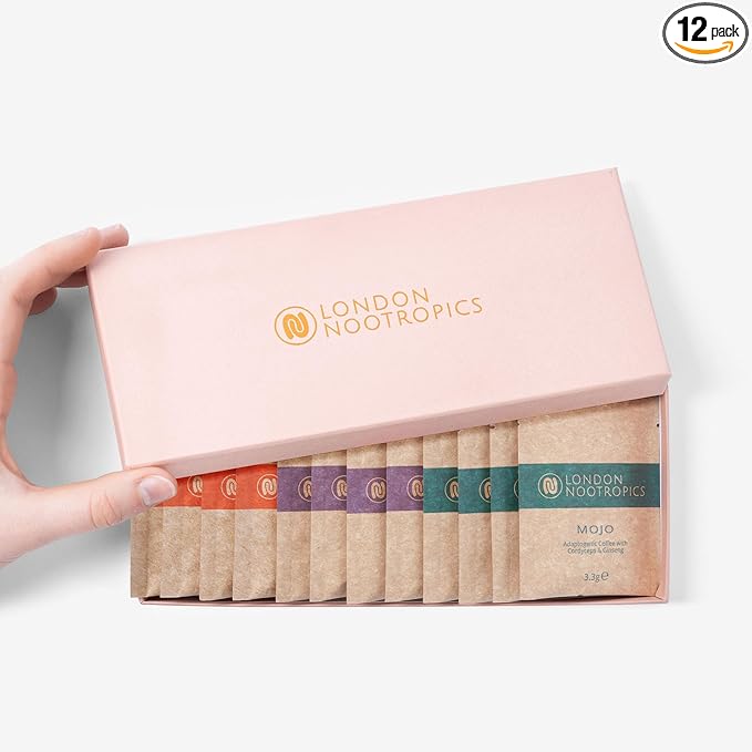 London Nootropics - Selection Box - Flow, Mojo, & Zen Adaptogenic Mushroom Coffee - 12 Sachets