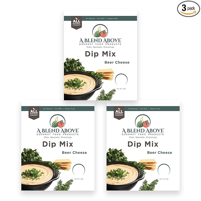 A Blend Above Beer Cheese Dip Mix, 1oz, (3 Pack), Gluten-Free, No MSG, All Natural, No Preservatives, Vegetable Dip, Keto Friendly, Low Carb, Easy to Make