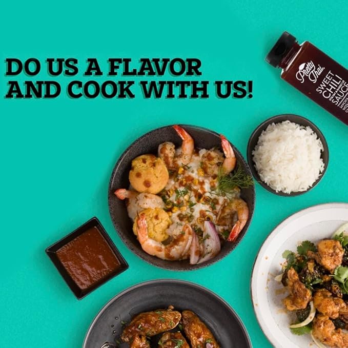 Pretty Thai Sweet Chili Sauce, Gluten Free Certified Non-GMO Authentic Vegan Stir Fry, BBQ Condiment, Dipping Sauce, Rice Seasoning, 100% Natural (Pack of 2)