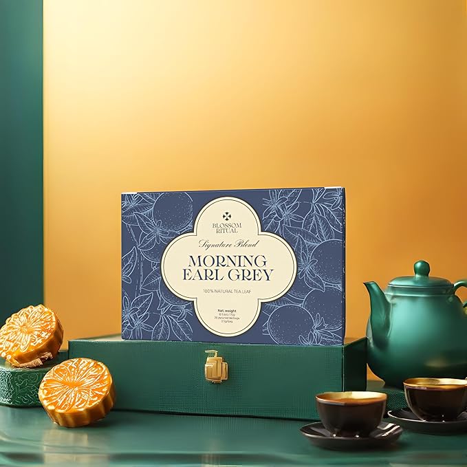 BLOSSOM RITUAL Morning Earl Grey β Loose Leaf Quality β Organic Bergamot Extract β Natural Based Pyramid Tea Bags β 20 Counts β Energizing Breakfast Blend| 2.65oz