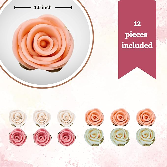 Confect Edible Flower | Edible Flower for cake decorations | Edible Flower Cupcake Toppers | | Cupcakes & Doughnut Edible Toppers | Ombre -3 -Vegan, Gluten-Free, Soy-Free, Dairy-Free, Palm Oil-Free -Pack of 12