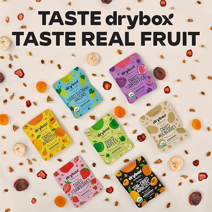 Drybox Unsulfured Sun Dried Turkish Apricots 12 Lunch Packs, Unsweetened No Sugar Added, Non-GMO Organic Dry Apricots for School, Gym, and Office | 2 oz per Portion Pack, 12 Packs Family Size