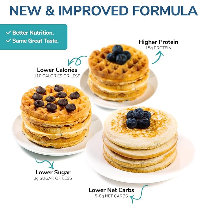 Wonderslim Protein Pancake & Waffle Mix, Chocolate Chip, Low Sugar & Low Calorie (7ct)