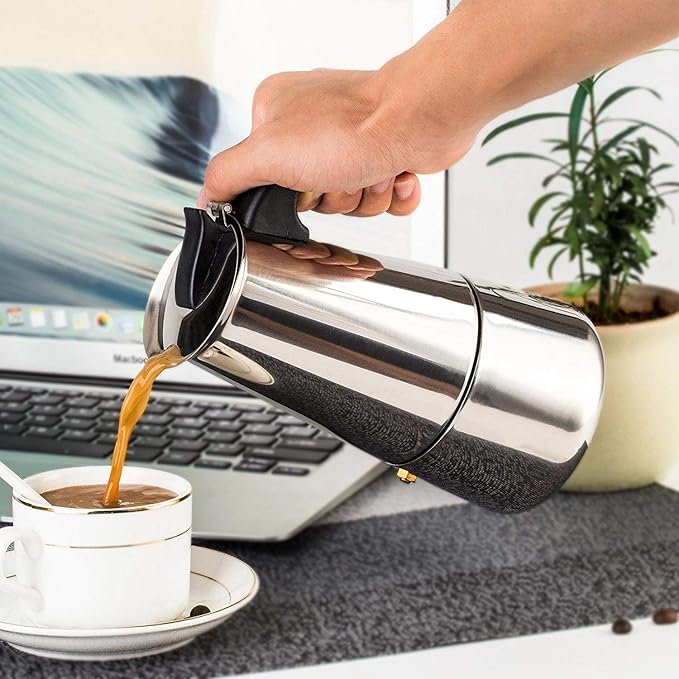 WILL 200450ml Portable Espresso Coffee Maker Moka Pot Stainless Steel with Electric stove Filter Percolator Coffee Brewer Kettle Pot (200ml)
