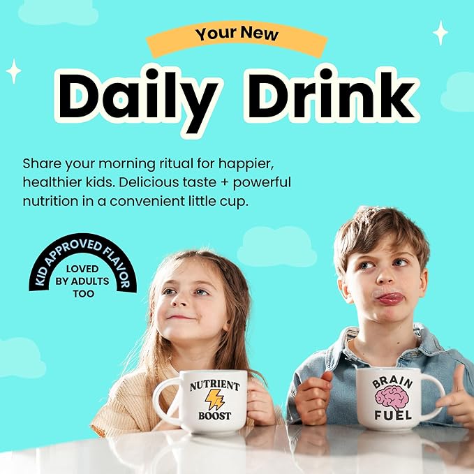 Kiid Coffee - 99.9% Caffeine-Free Organic Coffee for Kids - As Seen on Shark Tank - 12 Vitamins & Minerals, 4g Prebiotics, 0g Sugar - Non-GMO & Gluten-Free - Healthy Snack - Caramel - 30 Servings
