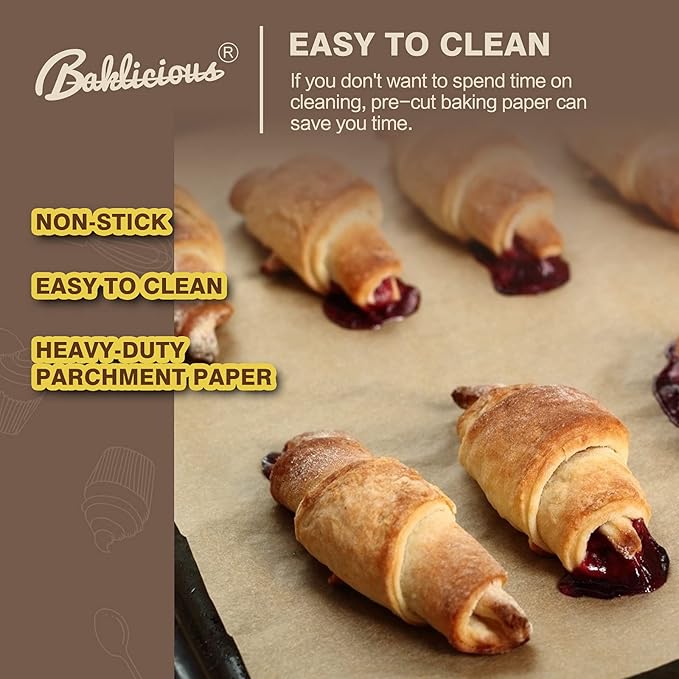 BAKLICIOUS 220 Pcs 9x13 inch Unbleached Parchment Paper Baking Sheets, Baklicious Pre-cut Heavy Duty Parchment Baking Paper for Air Fryer, Oven, Bakeware, Steaming, Cooking Bread, CupCake, Cookies