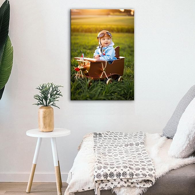Hoopwarte Custom Canvas Prints with Your Photo, Custom Photos on Canvas Transform Pictures into Stunning Framed Wall Art-Personalized Prints Pictures Wall Art Decor(12L x16W 30x40cm)