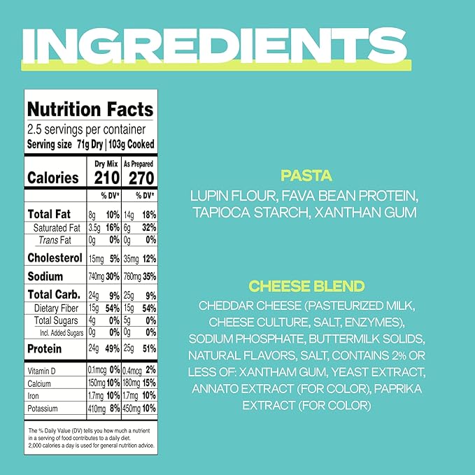 Kaizen High Protein Cheddar Mac & Cheese - Low Carb, Keto Friendly, High Fiber, Gluten-Free, Plant-Based, Non-GMO - 6.4 Ounces (Pack of 3)