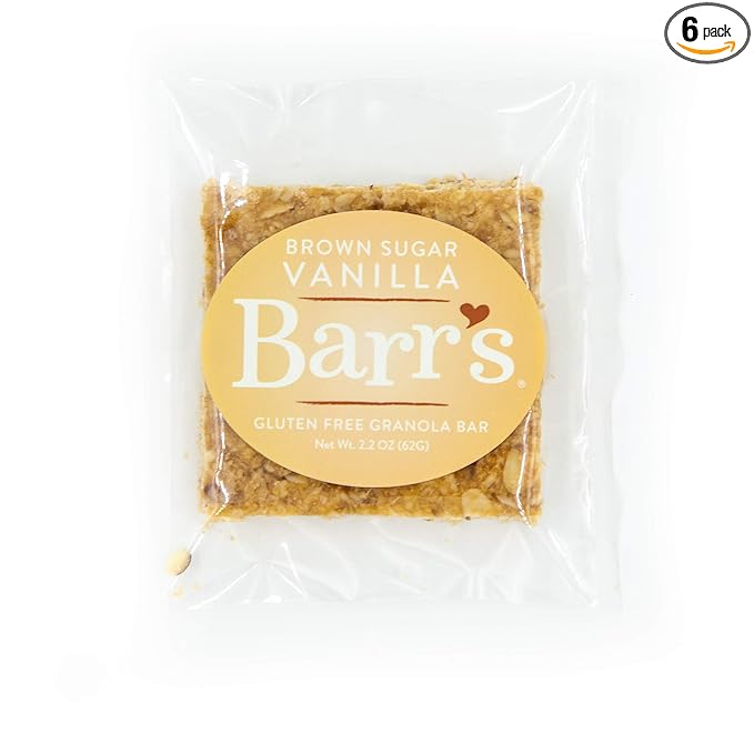 Mrs. Barr’s Natural Foods Granola Bars | Brown Sugar Vanilla | Certified Organic Gluten Free Oats | Soft Texture | Small Batch | Gourmet Quality | Real Ingredients | 2.2 Ounces (6 Pack)