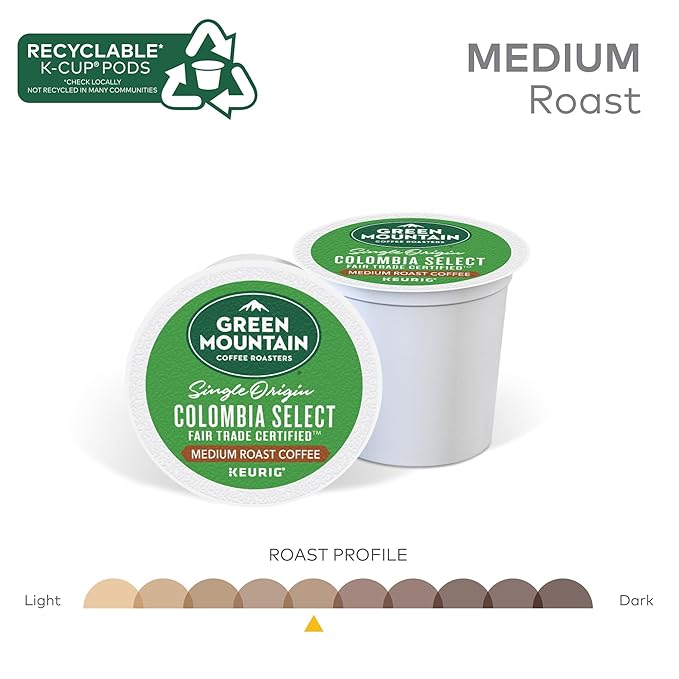 Green Mountain Coffee Roasters Colombia Select Coffee, Keurig Single-Serve K-Cup Pods, Medium Roast Coffee, 96 Count