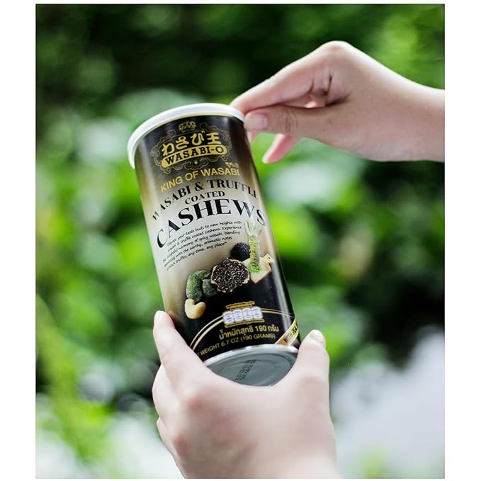 WASABI-O Real Wasabi and Truffle Coated Cashews - Gourmet Snack 6.7oz