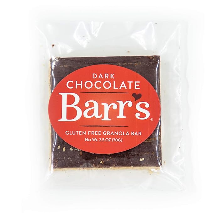 Mrs. Barr’s Natural Foods Granola Bars | Dark Chocolate | Certified Organic Gluten Free Oats | Soft Texture | Small Batch | Gourmet Quality | Real Ingredients | 2.5 Ounces (12 Pack)