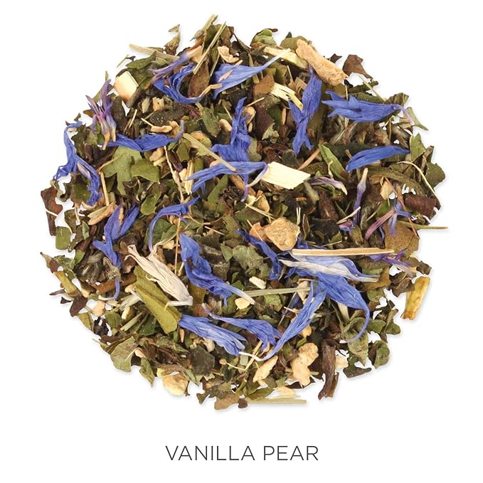 Tea Forte Vanilla Pear Premium Organic Loose Leaf Caffeinated White Tea Blend Canister, Makes 35-50 Cups