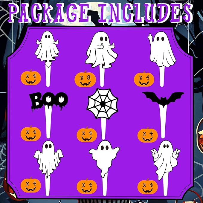 40 Pcs Ghost Cupcake Toppers - Spooky Party Decorations for Ghost-Themed Birthdays, Baby Showers, and Halloween Cakes