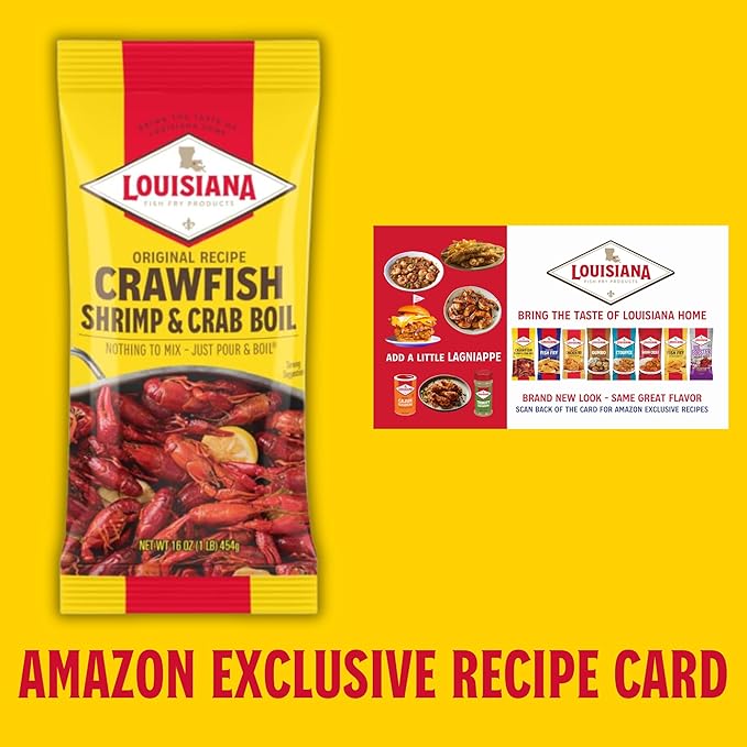 Louisiana Fish Fry Products Crawfish, Shrimp & Crab Boil Seasoning - Spicy & Delicious Seafood Powder Complete Seasoning - Low Salt Cajun Seasoning 16 oz (Pack of 4)