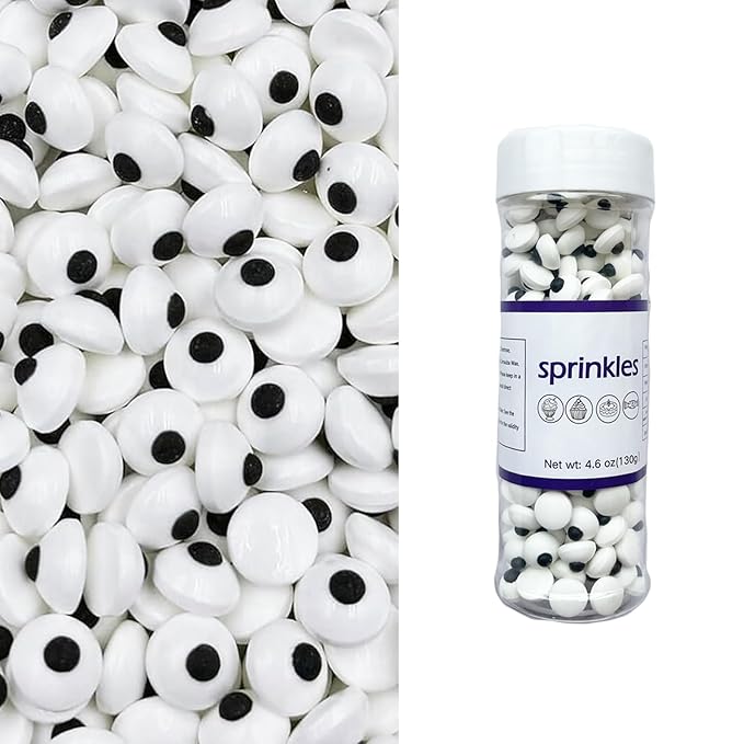 Weraru Small Candy Eyeballs Eye Ball Sweets Cake Cupcake Toppers Cookie Dessert Sprinkles Decorations Birthday Party Supplies 4.2Ounce
