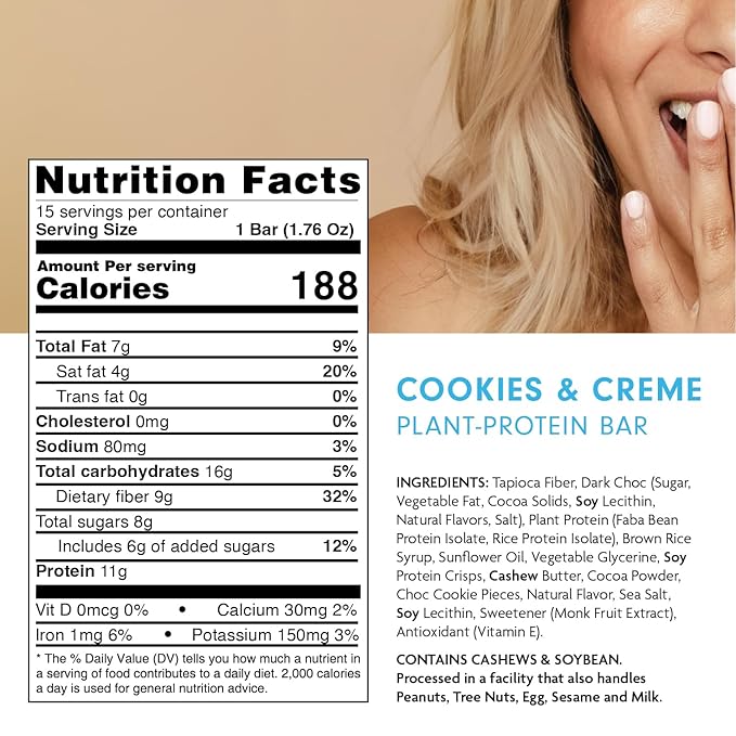Health Lab - Vegan Protein Bars - Cookies 'N' Cream 720g - (Pack of 15)
