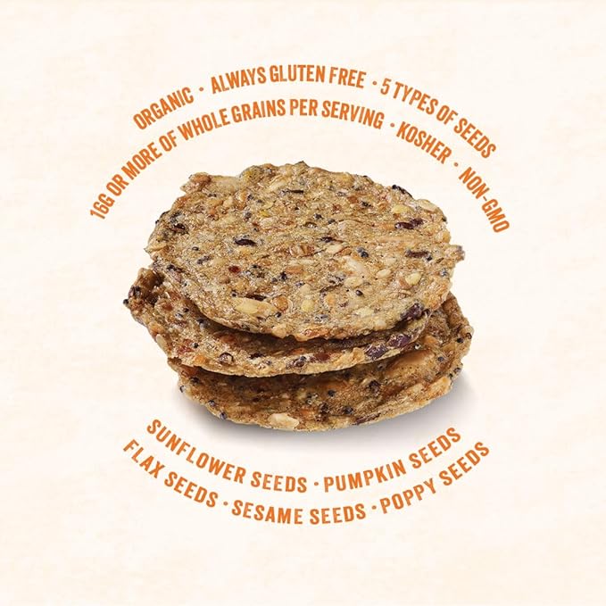 Mary's Gone Crackers Super Seed Crackers, Organic Plant Based Protein, Gluten Free, Everything, Family Size, 7 Ounce (Pack of 6)