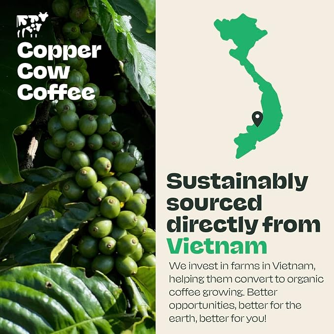Copper Cow Premium Vietnamese Ground Coffee, 24 OZ | Churro Flavored Coffee | Dark Roast Made with Real Cinnamon | Vietnamese Coffee