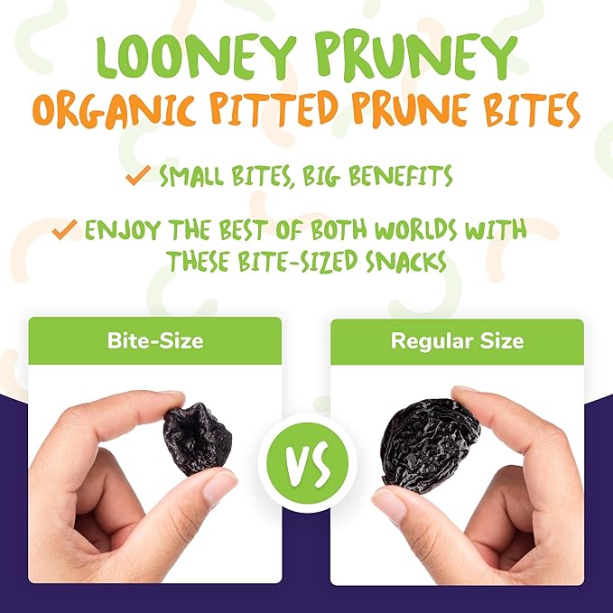 Looney Pruney Smalls Fruit Snacks | Naturally Sweet Bite-Sized Prunes | Organic Fruit Snack Packs For Kids & Adults | Vegan Food With No Added Sugar & Preservatives | Kosher | 9 oz. (Pack of 6)