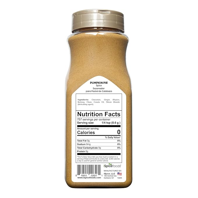 iSpice | Pumpkin Pie Seasoning | 16 oz | Bulk Size | Mixed Spices & Seasonings | Kosher