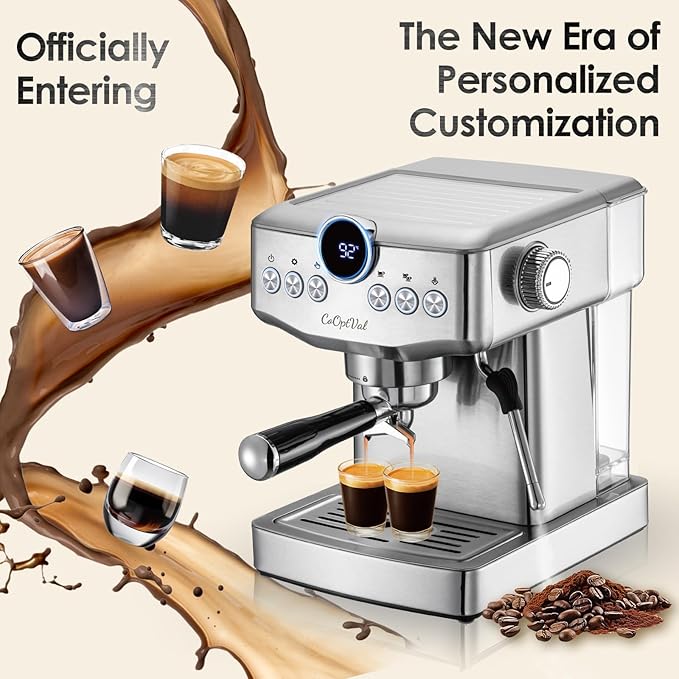 20-Bar Espresso Machine & Cafetera Espresso ??Fully Customizable Brewing (Temperature, Time, Volume, Steam) ??Steam Wand & Milk Frother, Stainless Steel ??Latte Machine & Cappuccino Machine