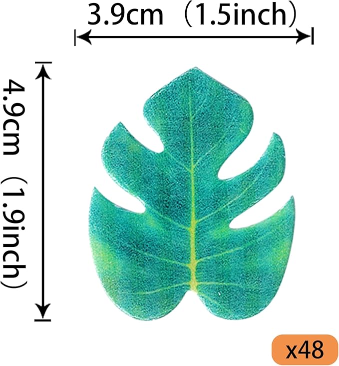 Rsstarxi 48 Pack Edible Tropical Turtle Leaves Cupcake Toppers Palm Leaf Cupcake Picks Edible Wafer Paper Leaf Cake Decorations for Jungle Summer Theme Baby Shower Wedding Birthday Party Supplies