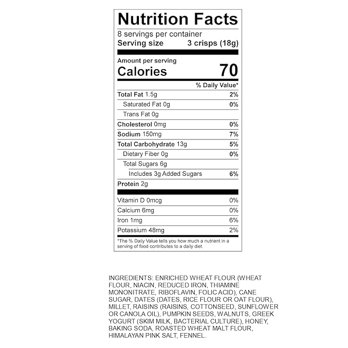 Kii Naturals Artisan Crisps, Healthy Snack Crackers for Cheese, Meats, Spreads, Charcuterie Board - Non-GMO, Kosher, No Preservatives, Hand-Crafted - Date & Walnut, 5.3 Ounce (Pack of 1)